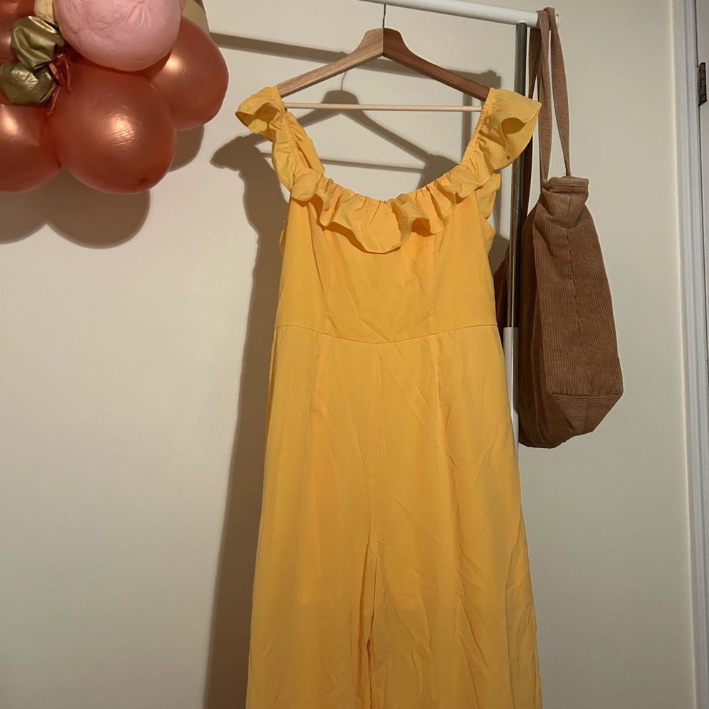 Yellow Ruffle Off-Shoulder Dress